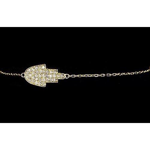 Naturale Bracciale In Oro Giallo 2 Carati Gioielli Da Donna 14k Hamsa Jewelry