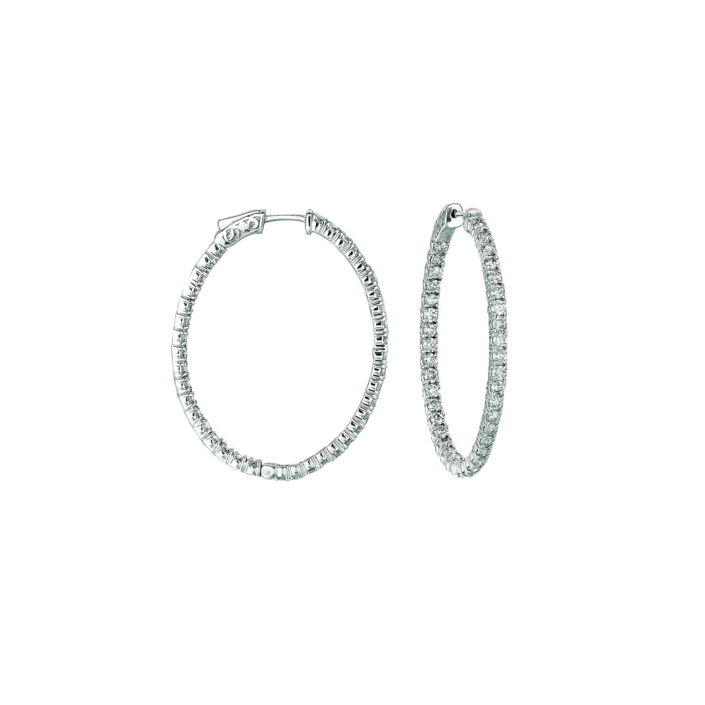 Naturale 7 Orecchini A Cerchio A Forma Ovale Con Puntatore 5.46 Carati 14K Bianco