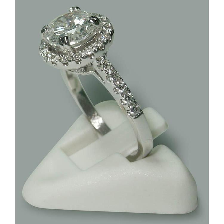 Naturale Anello Di Fidanzamento Rotondo Solitario Oro Bianco 2.72 Carati 14K