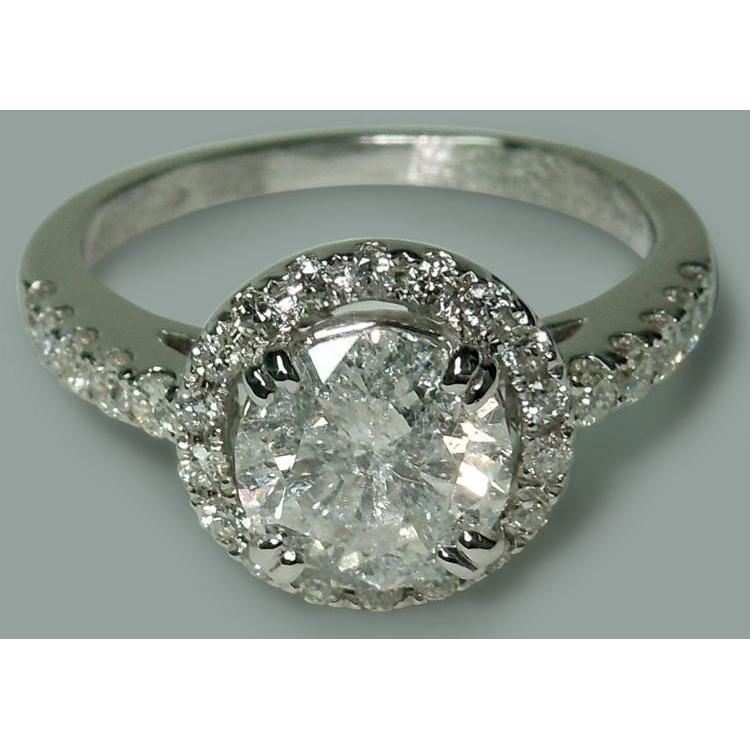 Naturale Anello Di Fidanzamento Rotondo Solitario Oro Bianco 2.72 Carati 14K