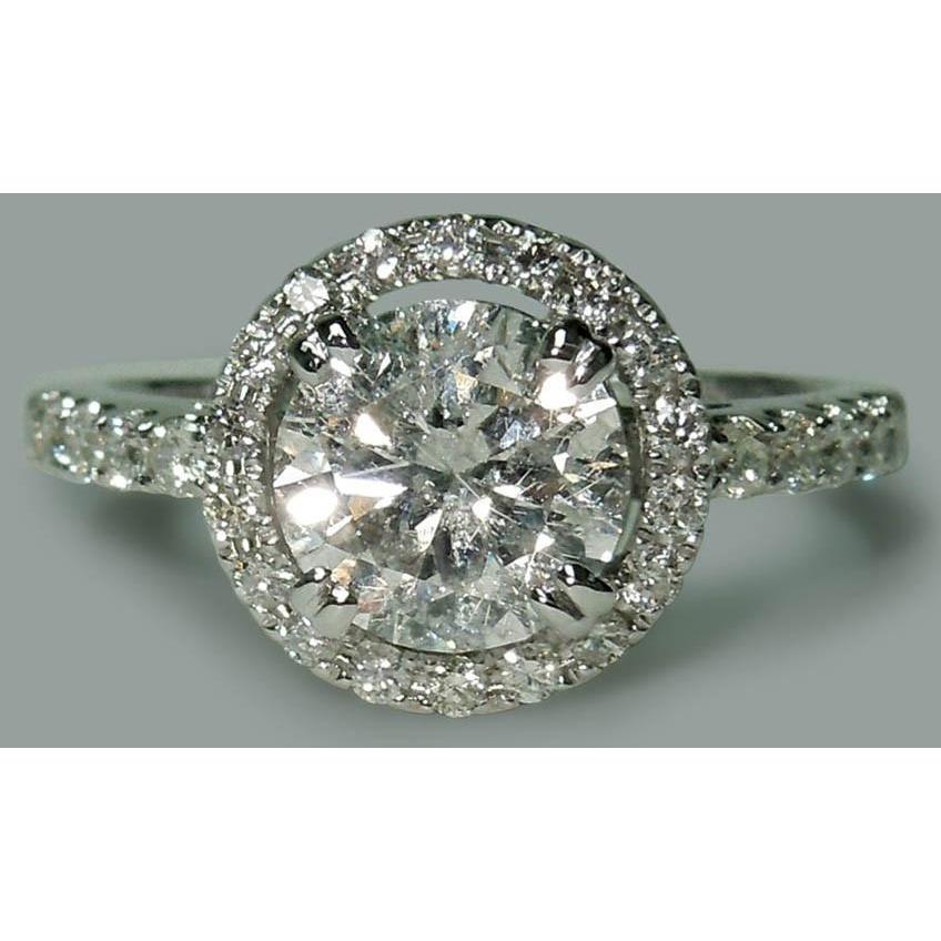 Naturale Anello Di Fidanzamento Rotondo Solitario Oro Bianco 2.72 Carati 14K