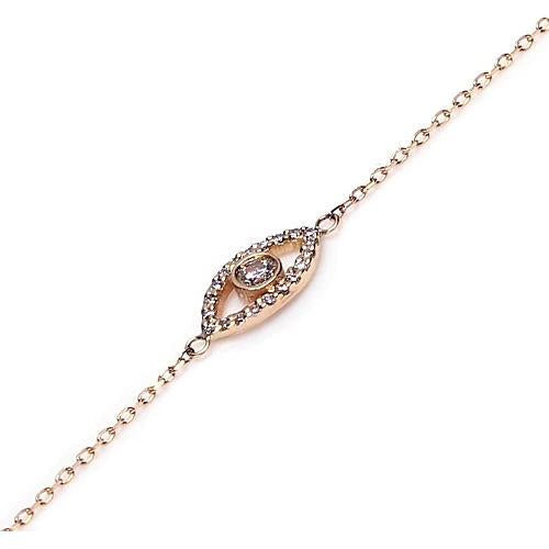 Naturale Bracciale Con Castone A Forma Di Occhio, Gioielli In Oro Giallo Da 1,30 Carati
