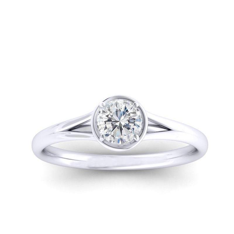 Naturale Diamante Solitario Scintillante Da 1 Carato Con Anello Di Fidanzamento In Oro Bianco 14K