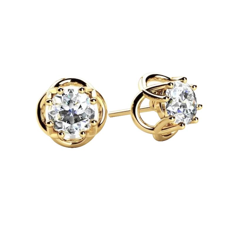 Naturale Orecchino Solitario Criss Cross 1.50 Ct Women Studs Gioielli In Oro Giallo 14K