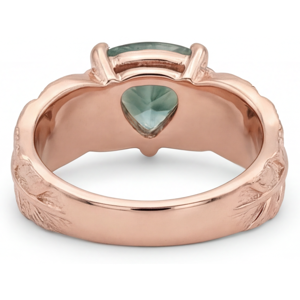 Moss Agate Anello Pietra Colorata 2 carati Oro Rosa 14K – vista profilo