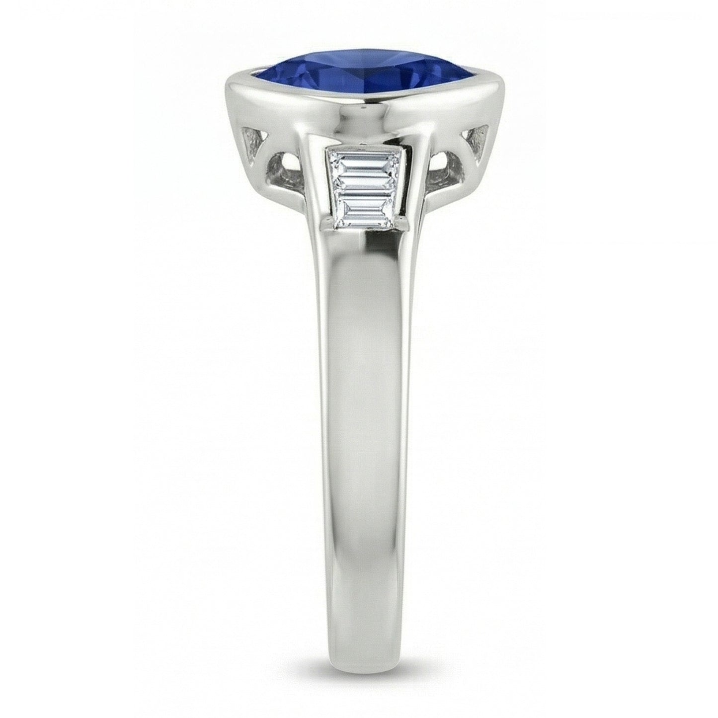 Nuovo anello di fidanzamento 1,25 ct Ceylon Blue Sapphire Trillion Diamond con oro bianco 14K