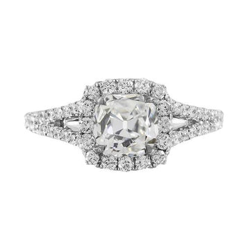 Old Cut Cushion Round Vero Diamond Halo Ring Gambo Diviso 4.50 Carati