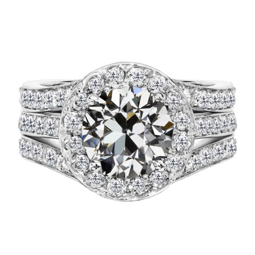 Diamante Anello di Fidanzamento Halo 2 carati Oro Bianco 14K – vista principale