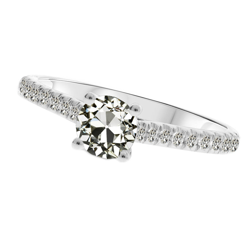 Solitario con Pietre Laterali Oro Bianco 14K con Diamante – vista principale