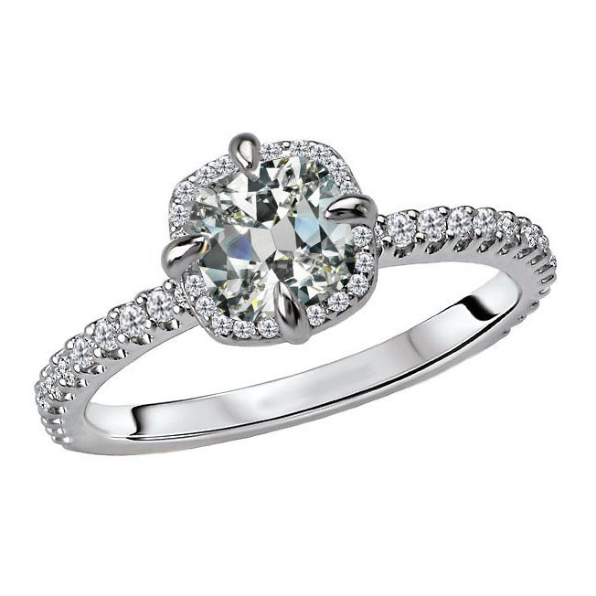 Diamante Fine Anello di Fidanzamento Halo 5 carati Oro Bianco 14K – vista principale
