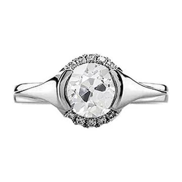 Old Miner Vero Diamond Halo Ring Half Bezel 1.50 Carati Gioielli Da Donna