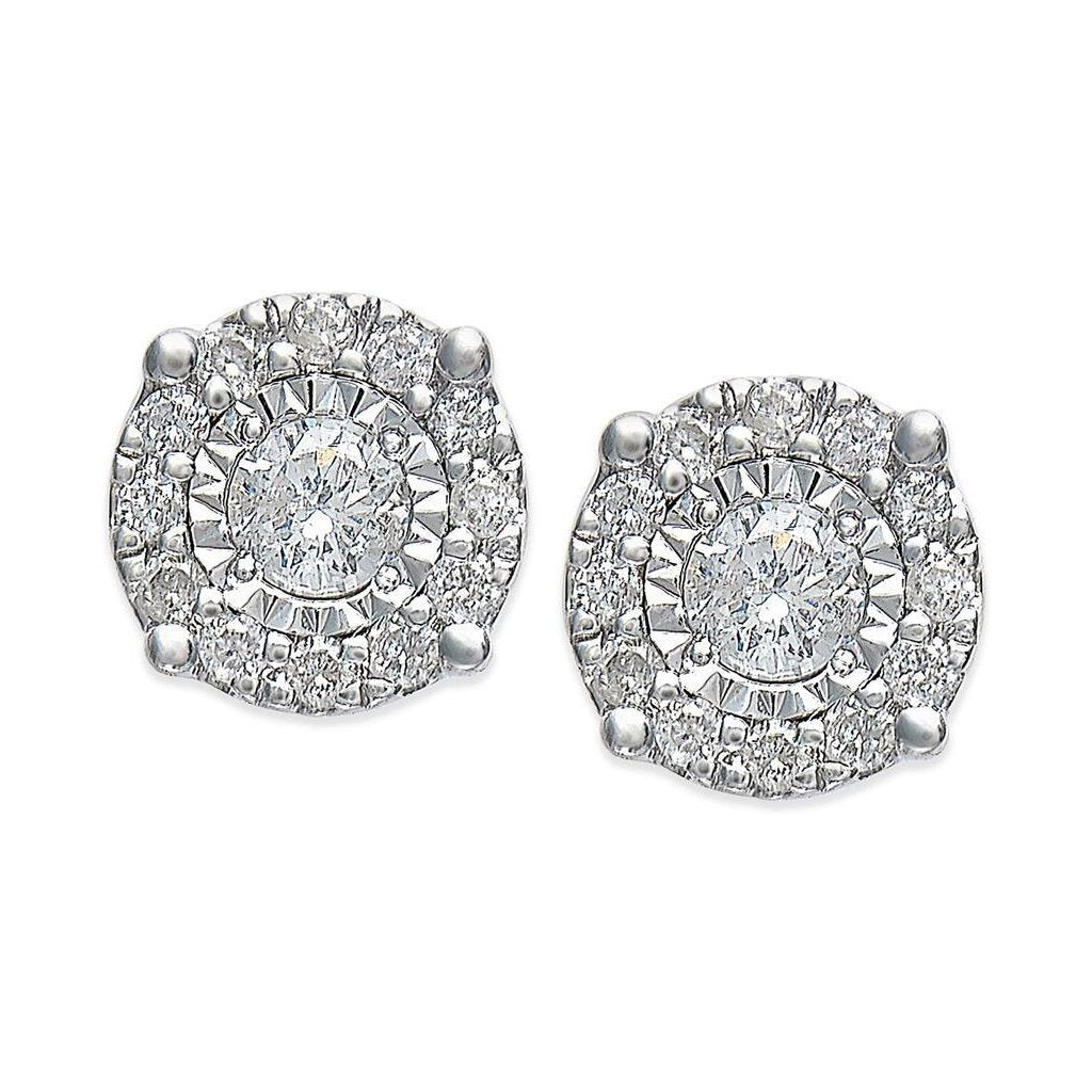Orecchini A Bottone Da Donna Halo Montatura A Taglio Di Naturale Diamante Rotondo Da 2,70 Ct