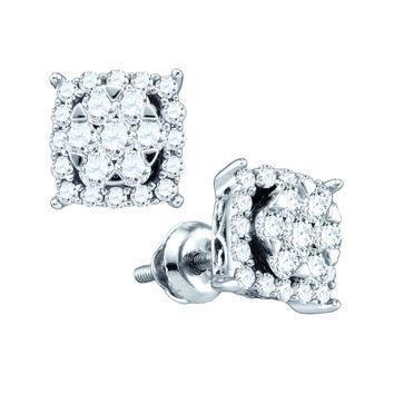 Orecchini A Bottone Da Donna In Oro Bianco Con Genuino Diamanti A Taglio Rotondo Da 3.00 Ct