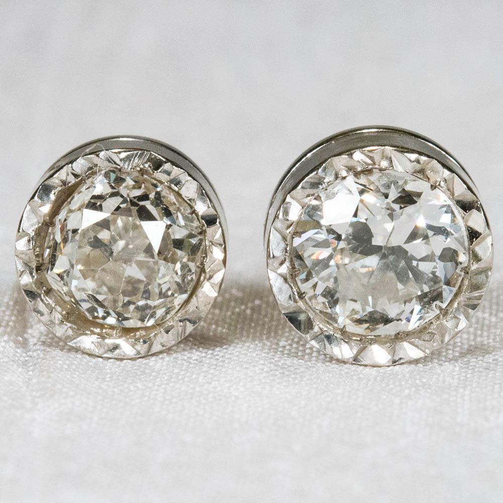 Orecchini A Bottone Da Donna In Oro Bianco Con Vero Diamanti Da 4 Ct
