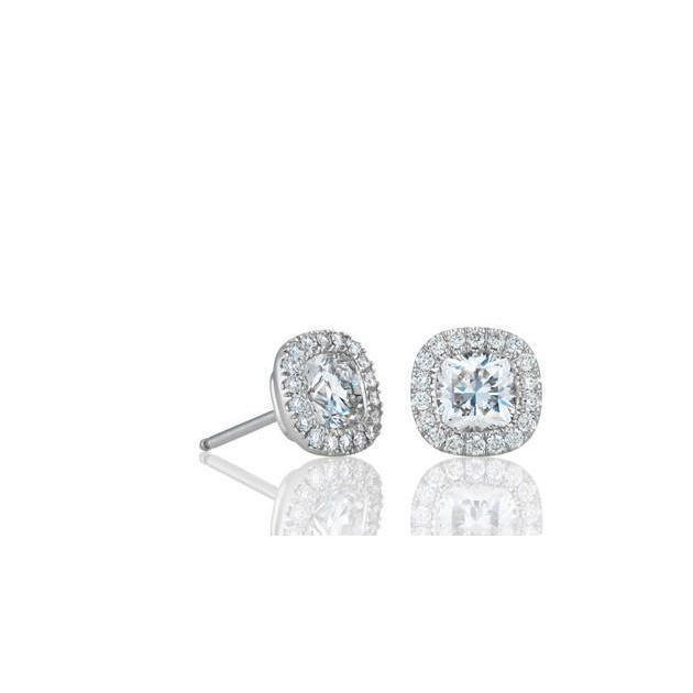Orecchini A Bottone In Oro Bianco 14K Con Naturale Diamanti Taglio Cuscino E Rotondo 2.40 Carati