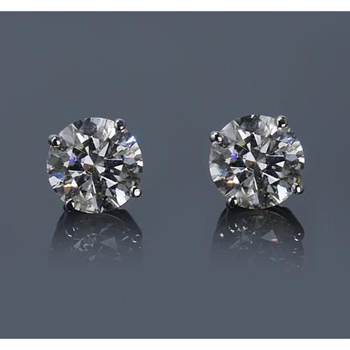 Orecchini A Bottone Rotondi Con Naturale Diamante Da 2 Carati