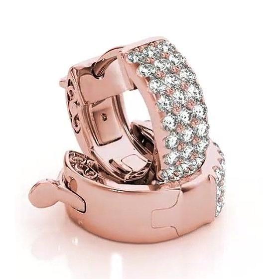 Orecchini A Cerchio Con Vero Diamanti In Oro Rosa 2.40 Carati