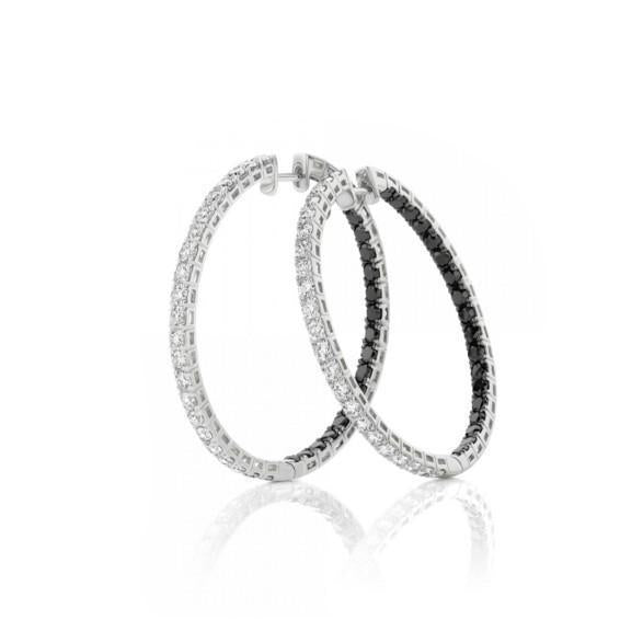 Orecchini A Cerchio Da Donna Con Naturale Diamanti Taglio Brillante 4.90 Carati Oro Bianco 14K