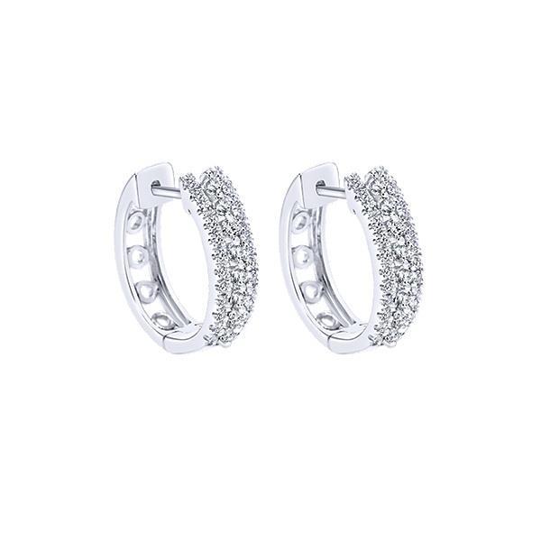 Orecchini A Cerchio Da Donna In Oro Bianco 14K Con Naturale Diamanti A Taglio Rotondo Scintillante Da 3 Ct