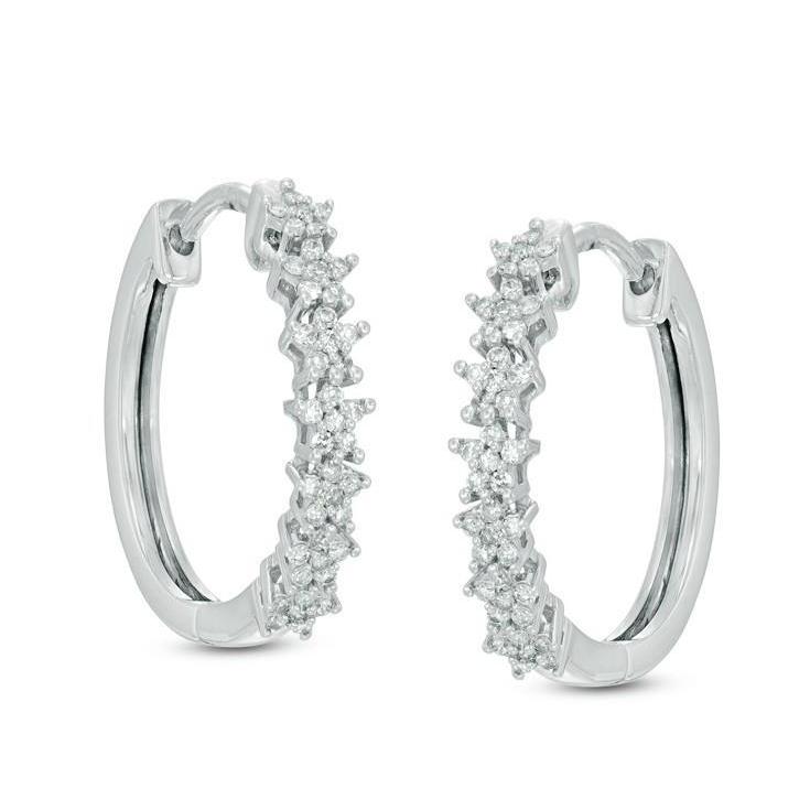 Orecchini A Cerchio Diamantati 2,50 Ct, Argento 925 Placcato Oro Bianco, Qjewelshop