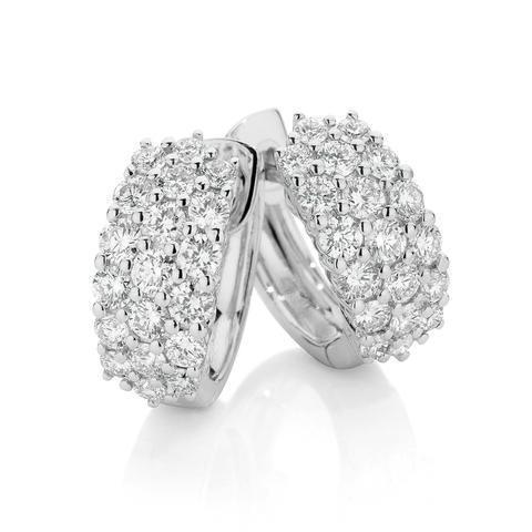 Orecchini A Cerchio Da Donna In Oro Bianco Con Genuino Diamanti Taglio Brillante Da 3.80 Carati