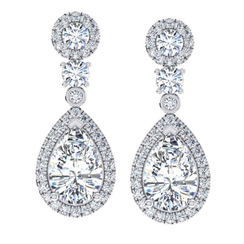 Orecchini A Goccia Con Naturale Diamanti Halo 10,50 Carati