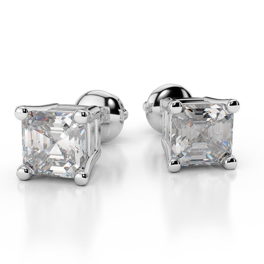 Orecchini A Lobo Con Genuino Diamanti Taglio Asscher Da 3 Carati Wg 14K