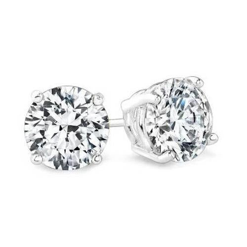 Orecchini A Lobo Con Naturale Diamanti A Taglio Rotondo Da 6.00 Carati In Oro Bianco 14K