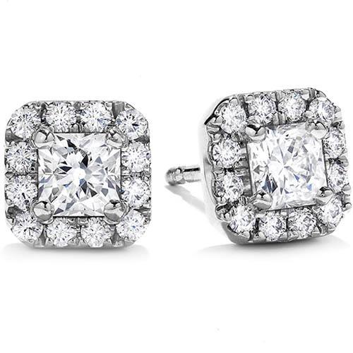 Orecchini A Lobo Con Naturale Diamanti Rotondi Principessa E Aureola 2 Ct. Oro Bianco 14K