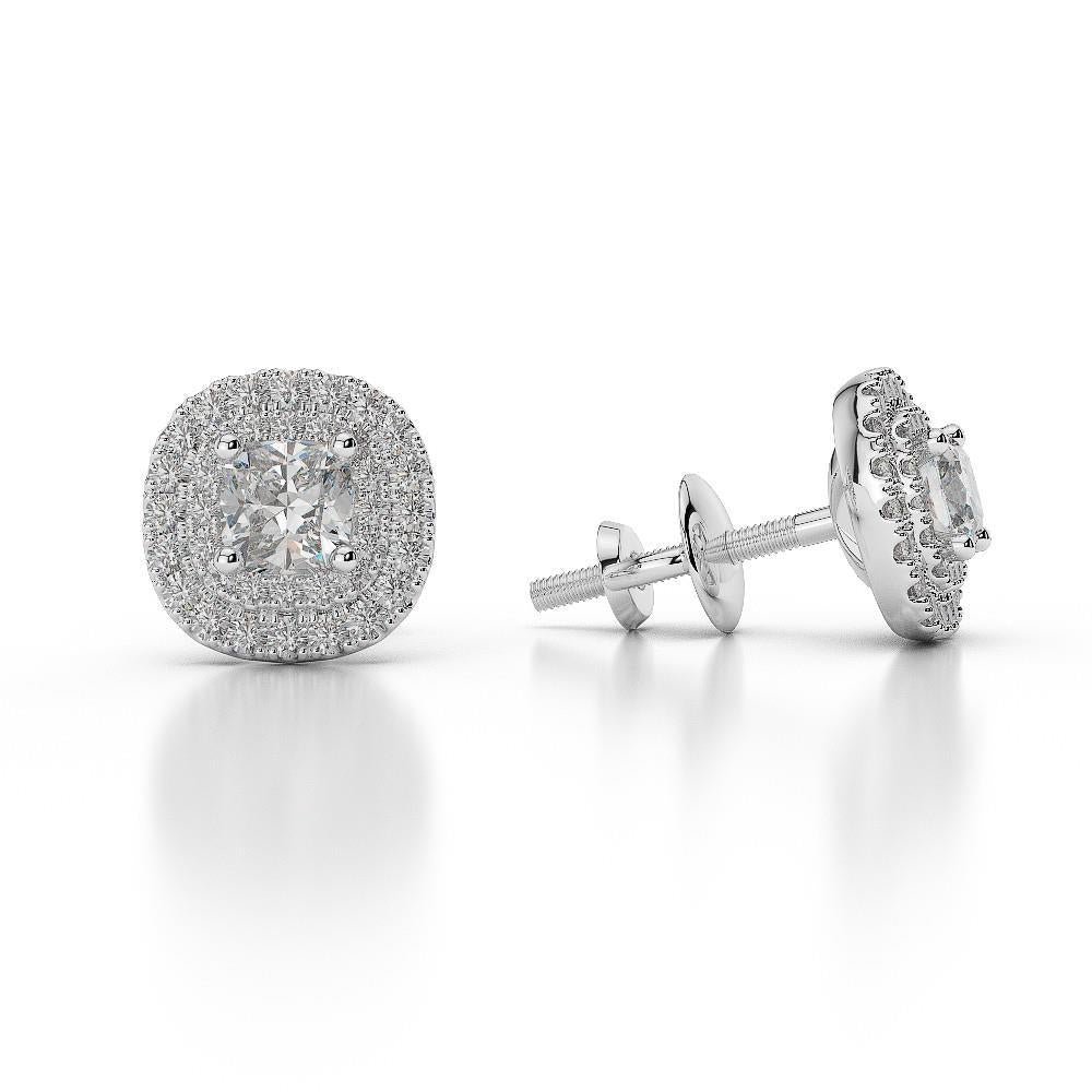 Orecchini A Lobo Con Vero Diamante Scintillante A 4 Carati In Oro Bianco 14K