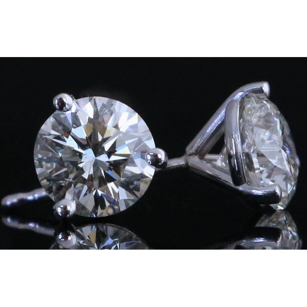 Orecchini A Lobo Con Vero Diamanti 2 Ct. Oro Bianco Massiccio 14K