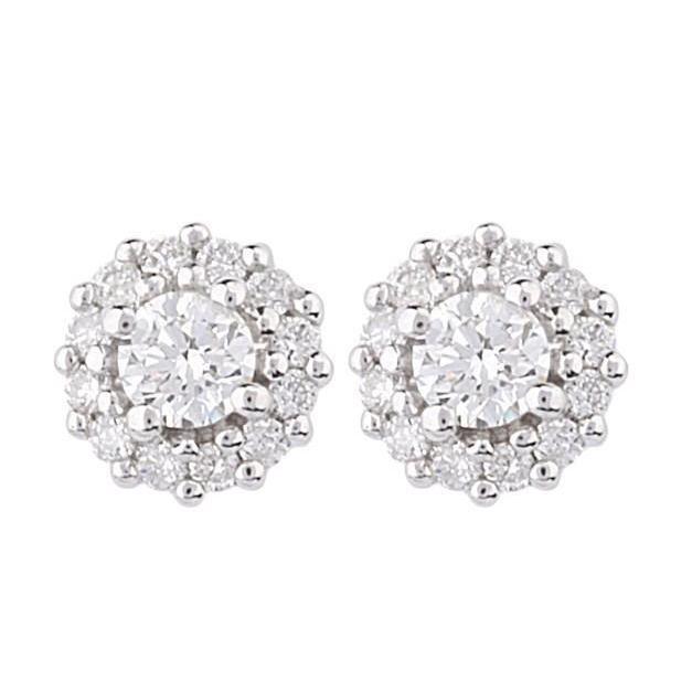 Orecchini A Lobo Con Vero Diamanti Rotondi Scintillanti Da 4.10 Carati In Oro Bianco 14K