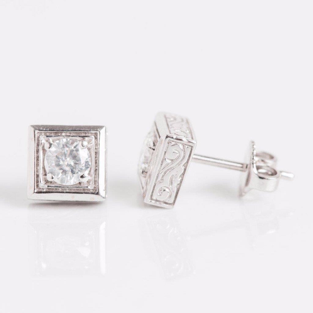 Orecchini A Lobo Da Donna Con Genuino Diamanti Scintillanti Da 1.80 Carati Oro Bianco 14K