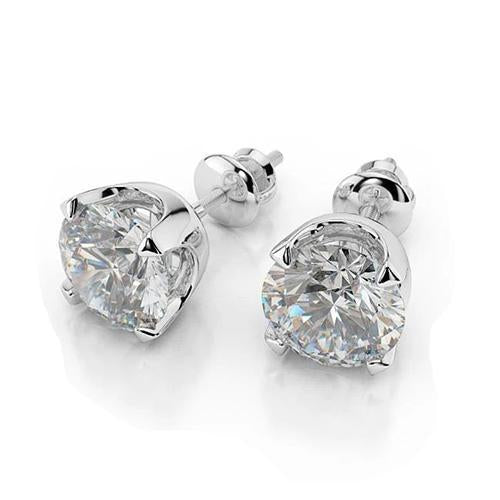 Orecchini Con Montatura A Corona In Oro Bianco Con Vero Diamanti Rotondi Scintillanti Da 4 Ct