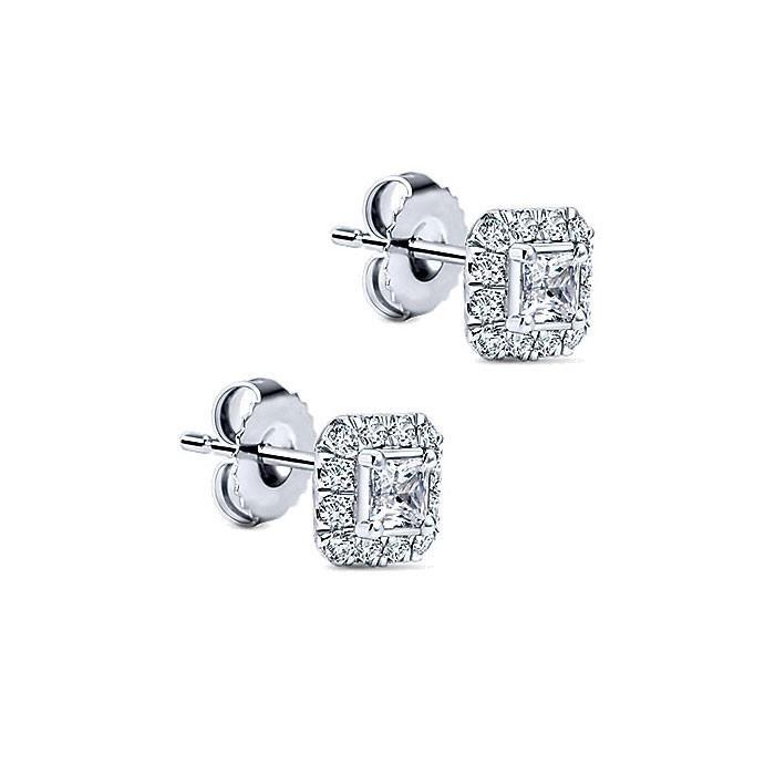Orecchini Con Pavé Di Naturale Diamanti A Forma Di Principessa E Taglio Rotondo Da 2.50 Carati