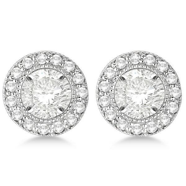 Orecchini Da Donna Con Vero Diamanti Rotondi Da 2.90 Carati Con Borchie In Oro Bianco 14K