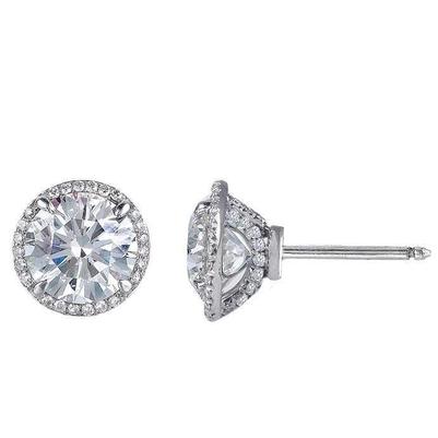 Orecchini Halo Da Donna Con Genuino Diamante Taglio Brillante Da 5.80 Carati