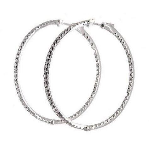 Orecchini Lady Cerchio 3 Ct F Vs Genuino Diamanti Taglio Rotondo Oro Bianco 14K
