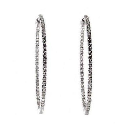 Orecchini Lady Cerchio 3 Ct F Vs Genuino Diamanti Taglio Rotondo Oro Bianco 14K