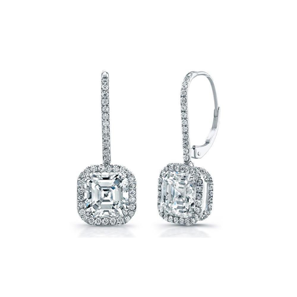 Orecchini Pendenti Da Donna Con Genuino Diamanti Da 4.90 Carati In Oro Bianco 14K