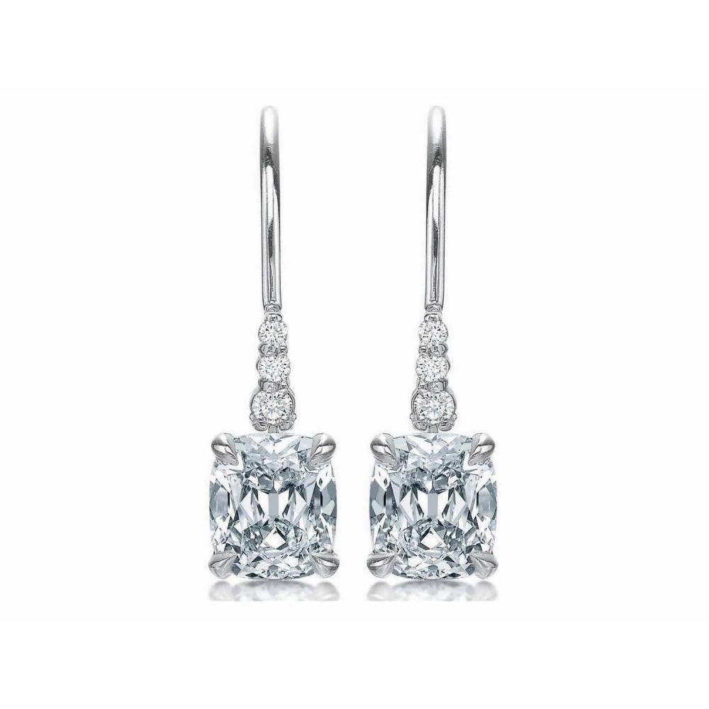 Orecchini Pendenti In Oro Bianco Con Naturale Diamanti Scintillanti Da 5.00 Carati