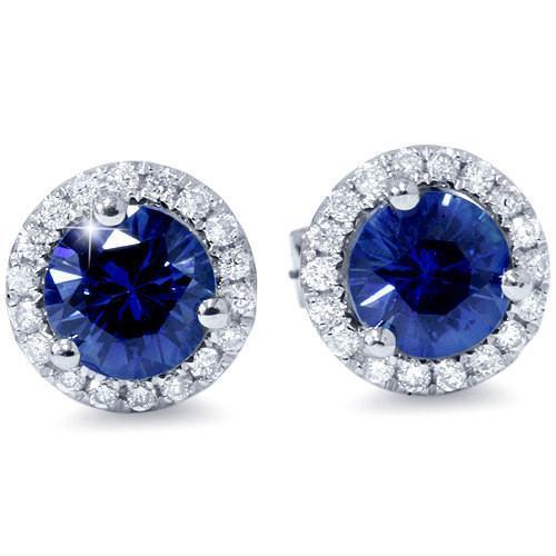 Sri Lanka Blue Sapphire Diamond Stud orecchino gioielli in oro 5 carati - harrychadent.it