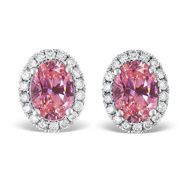 Orecchini a lobo in oro bianco 14 kt con zaffiri rosa e diamanti da 4 ct - harrychadent.it