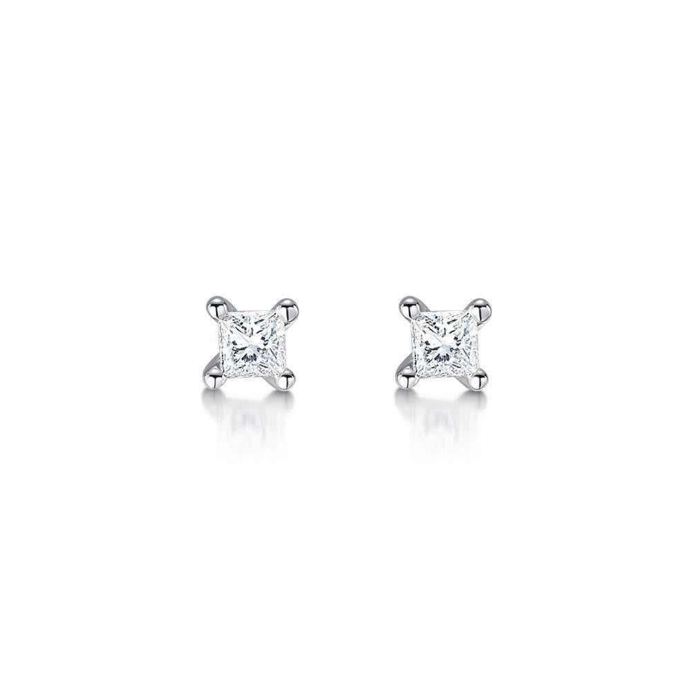 Orecchini A Bottone Da Donna In Oro Bianco Con Vero Diamanti Rotondi Da 2,20 Ct