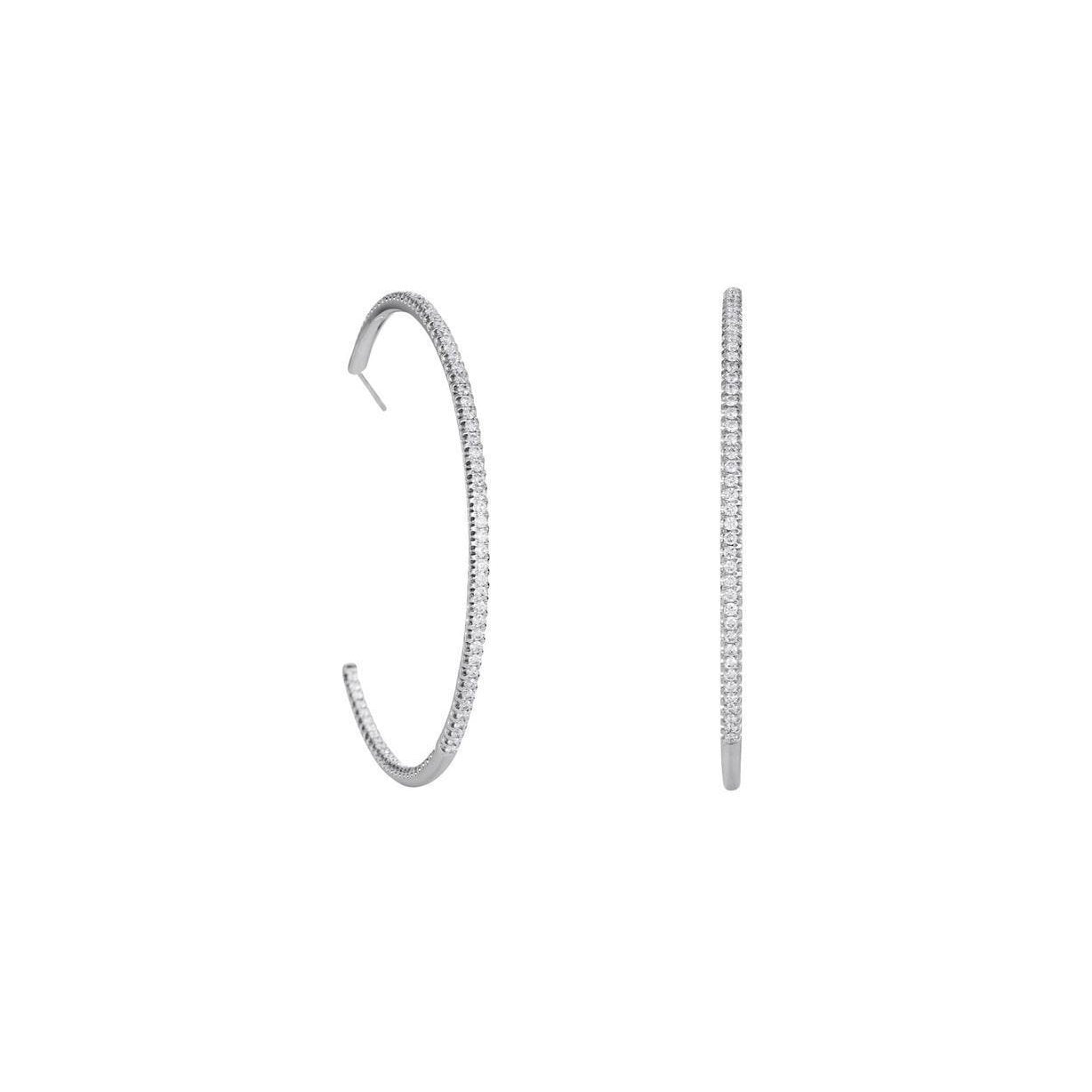 Orecchini A Cerchio Da Donna, 3,40 Carati, Genuino Diamanti A Taglio Rotondo, Oro Bianco 14K