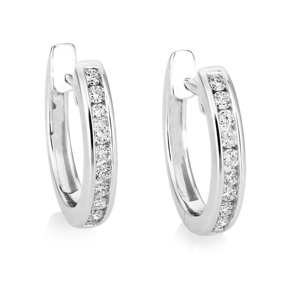 Orecchini A Cerchio In Oro Bianco 14K Con Taglio Brillante. 2.80 Carati E Naturale Diamanti