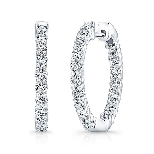 Orecchini A Cerchio In Oro Bianco 585 (14kt) Lucidi - Modello ST01WG - Confezione Regalo