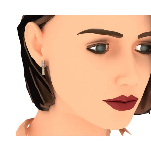 Orecchini A Cerchio In Oro Giallo Con Vero Diamanti Rotondi Prong 0.75 Pollici 2.10 Carati