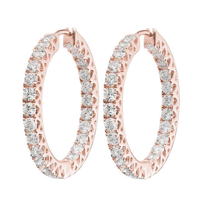 Orecchini in oro rosa 18k di forma ovale con zaffiri blu e diamanti | GV Orecchini in oro rosa 18k di forma ovale con zaffiri blu e diamanti | GV