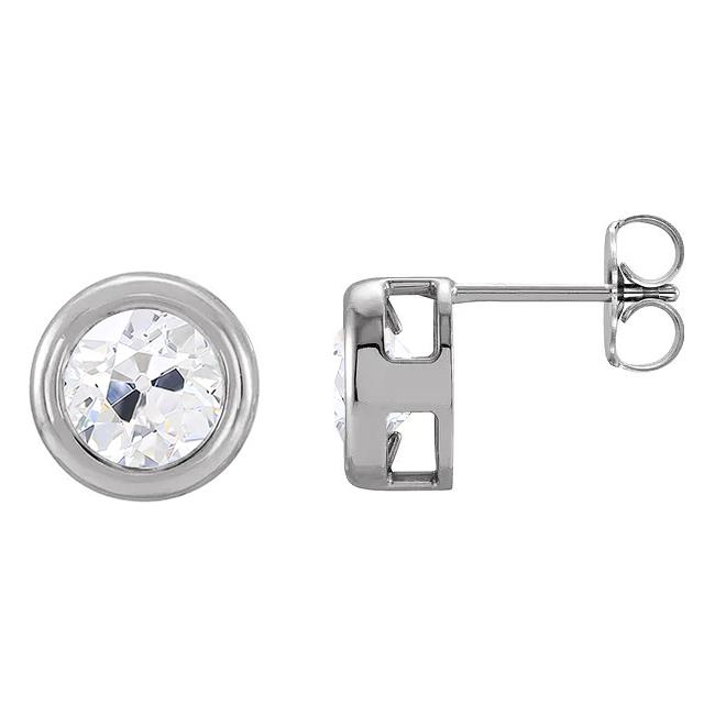 Orecchini A Lobo Con Castone Incastonato Vecchio Minatore Naturale Diamanti 3 Carati Push Backs